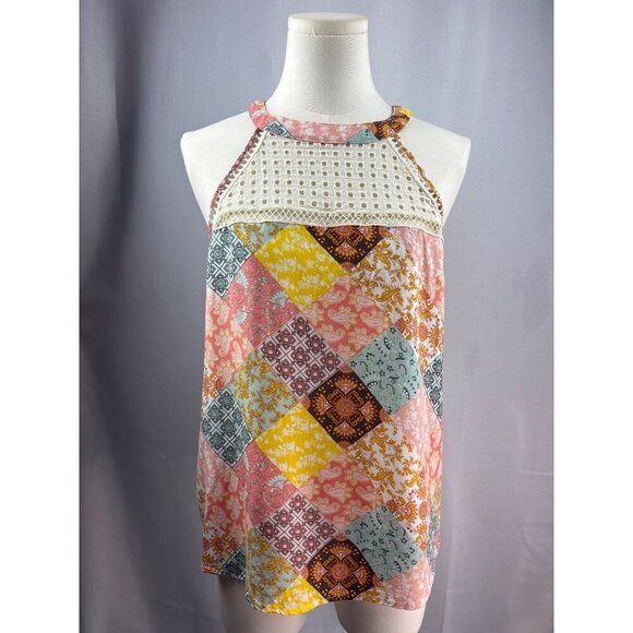 Papermoon Womens Patchwork Sleeveless Blouse Size S - Picture 2 of 6